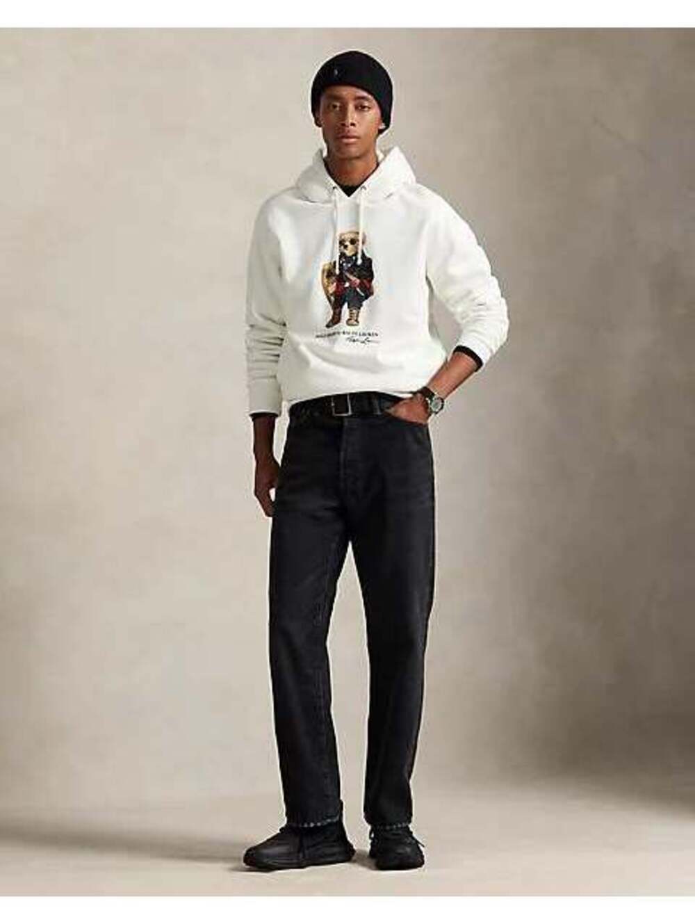 Polo Ralph Lauren White Polo Bear Hoodie with Sherpa Lining